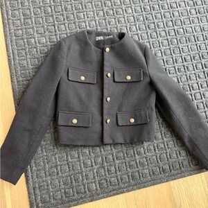 Zara Black Blazer with Gold Buttons